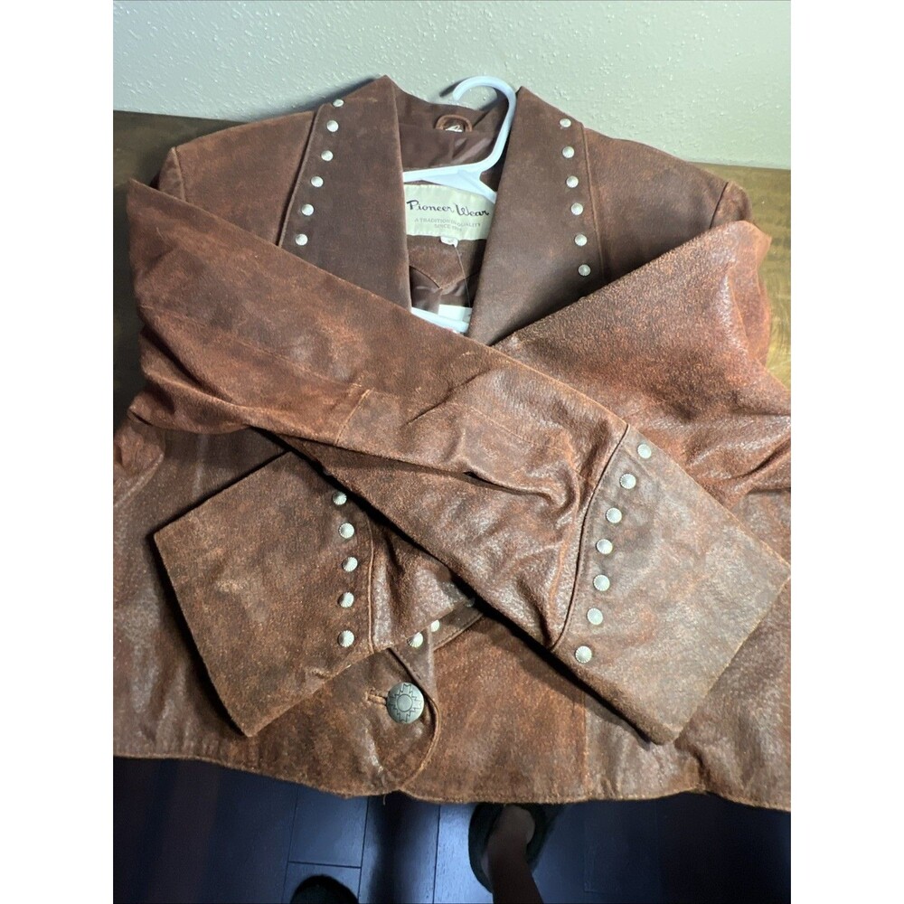 VTG Red Pioneer Wear Leather Suede Ladies Country Western Jacket Cropped SIZE L - Picture 7 of 9